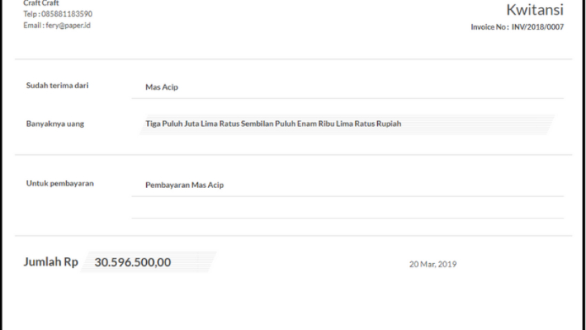 Contoh kwitansi Jual Beli Tanah Digital