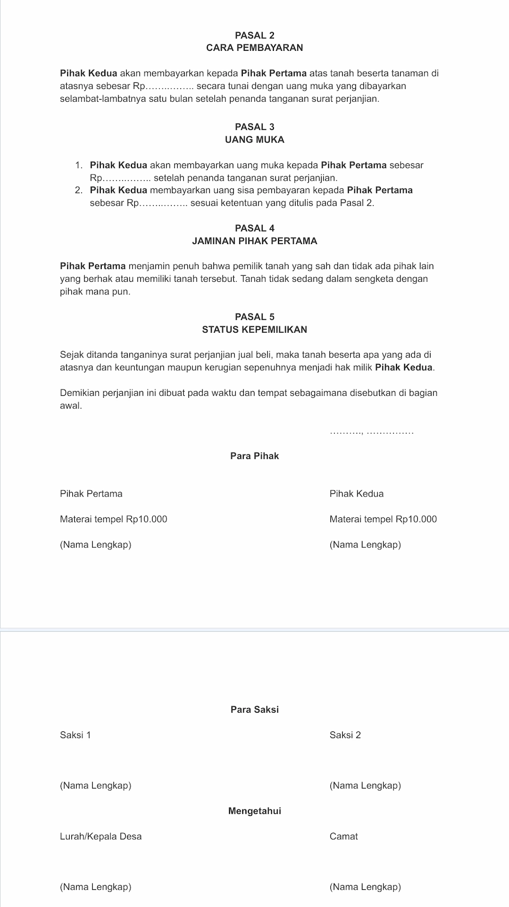 Contoh Surat Girik Tanah Asli