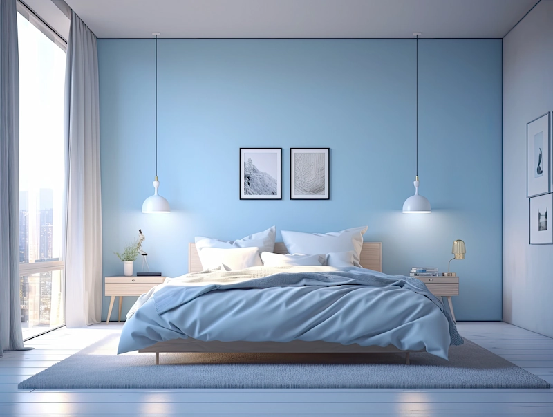 Warna Cat Biru Muda dan Putih