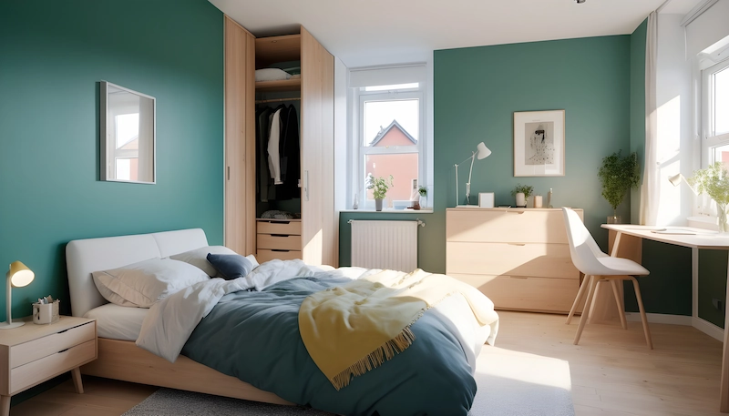 kombinasi 2 warna cat kamar tidur sempit