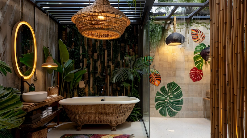 Kamar Mandi Modern Bergaya Tropis