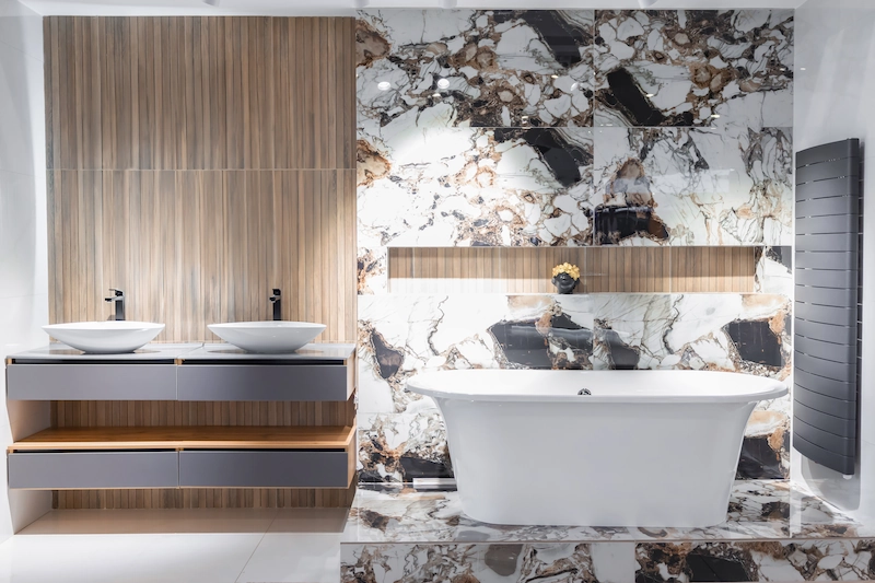 Lantai Marmer dan Dinding Batu Alam