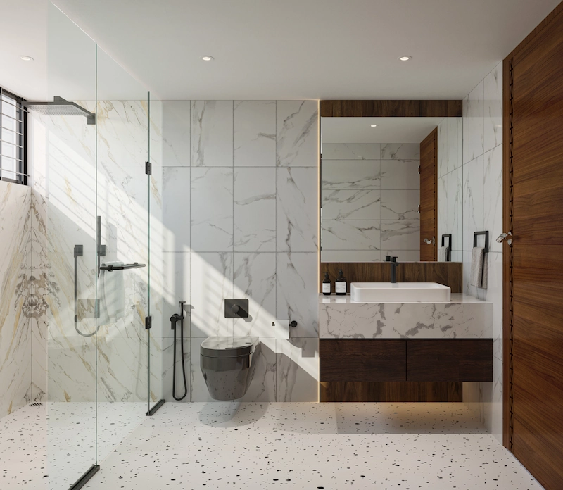 Lantai Teraso dan Dinding Polos Putih