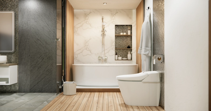 desain kamar mandi bathtub dan shower