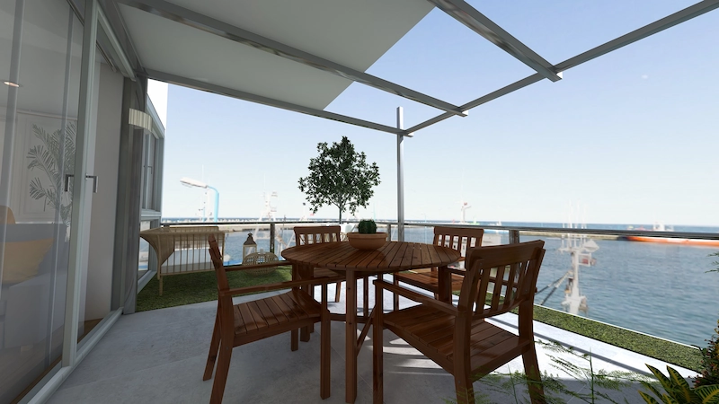 Teras dengan Kanopi Kaca