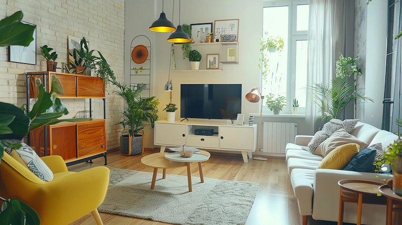 Ide Ruang TV Minimalis dengan Konsep Alami