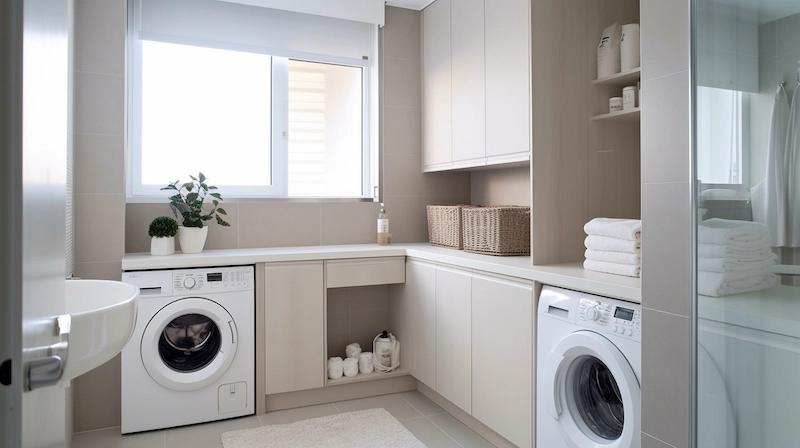 Laundry Room Bentuk L Full Kabinet